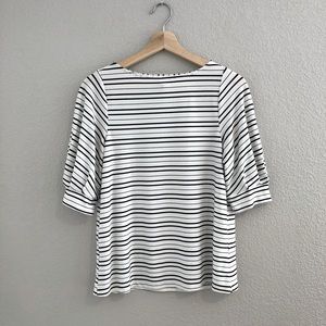 H&M Short Sleeve Blouse Black & White Stripes